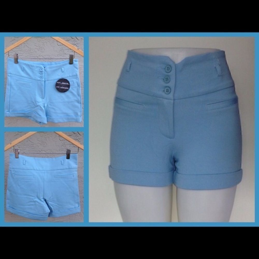 Final Sale | 3 Button Style Blue Stretchy Shorts